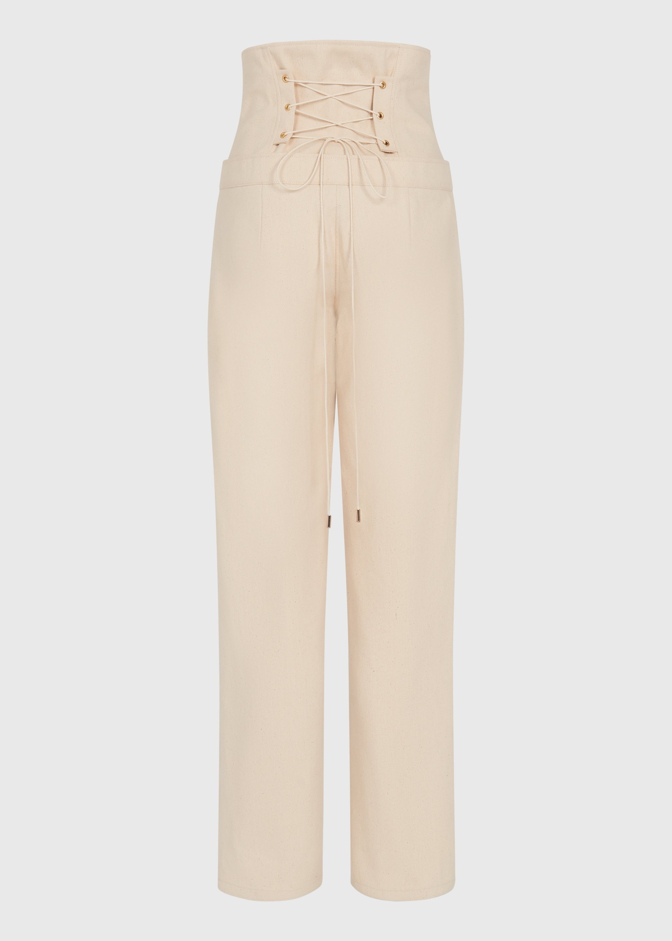 Ivory Pearl Corset Denim Trousers
