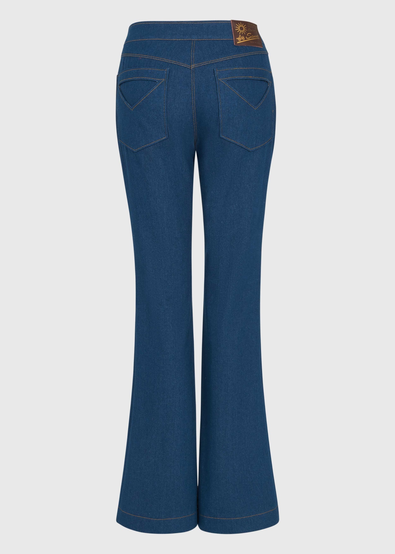 Lace-Up Luna Blue Denim Flared Trousers
Regular