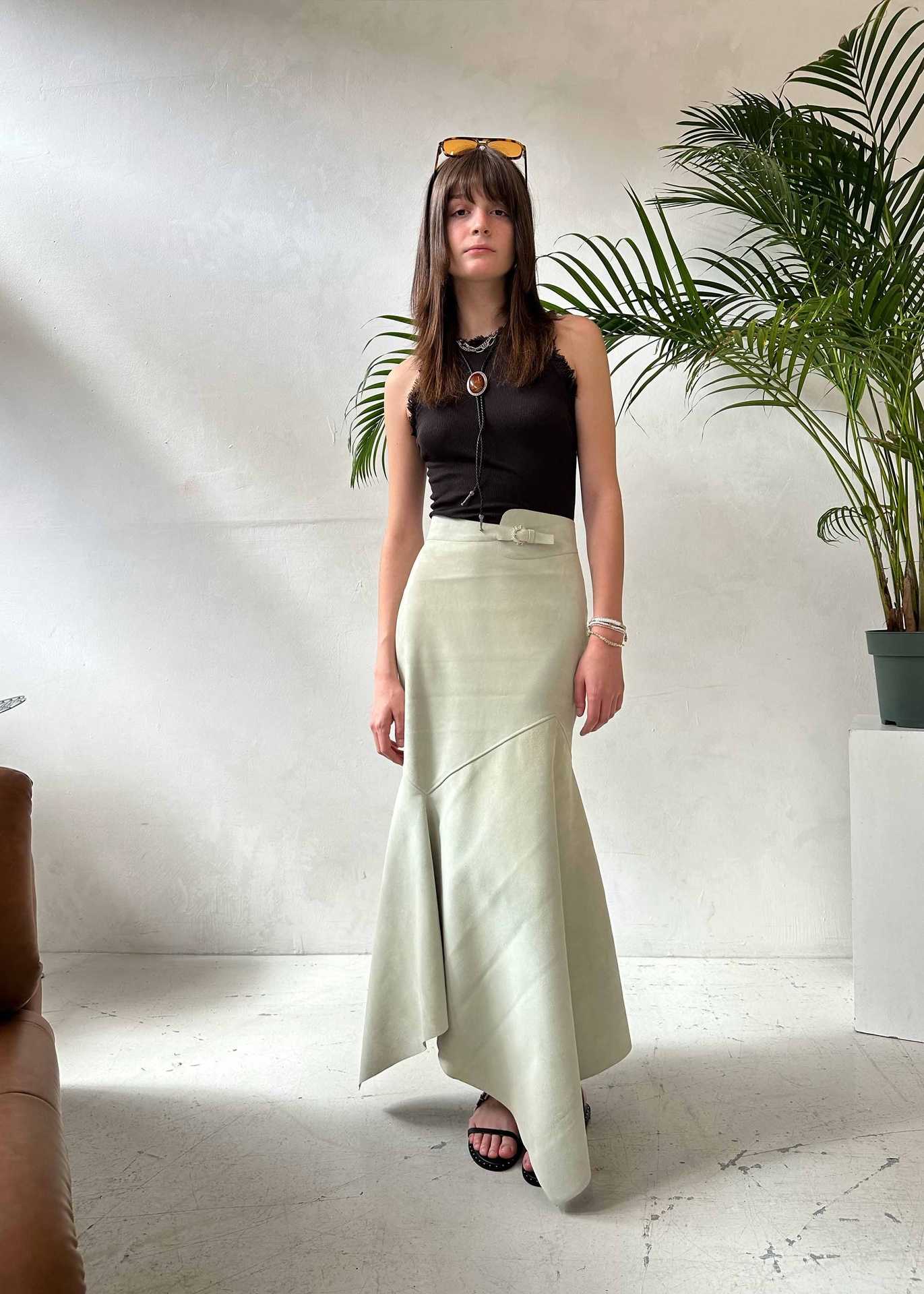 Sagebrush Suede Midi Skirt
