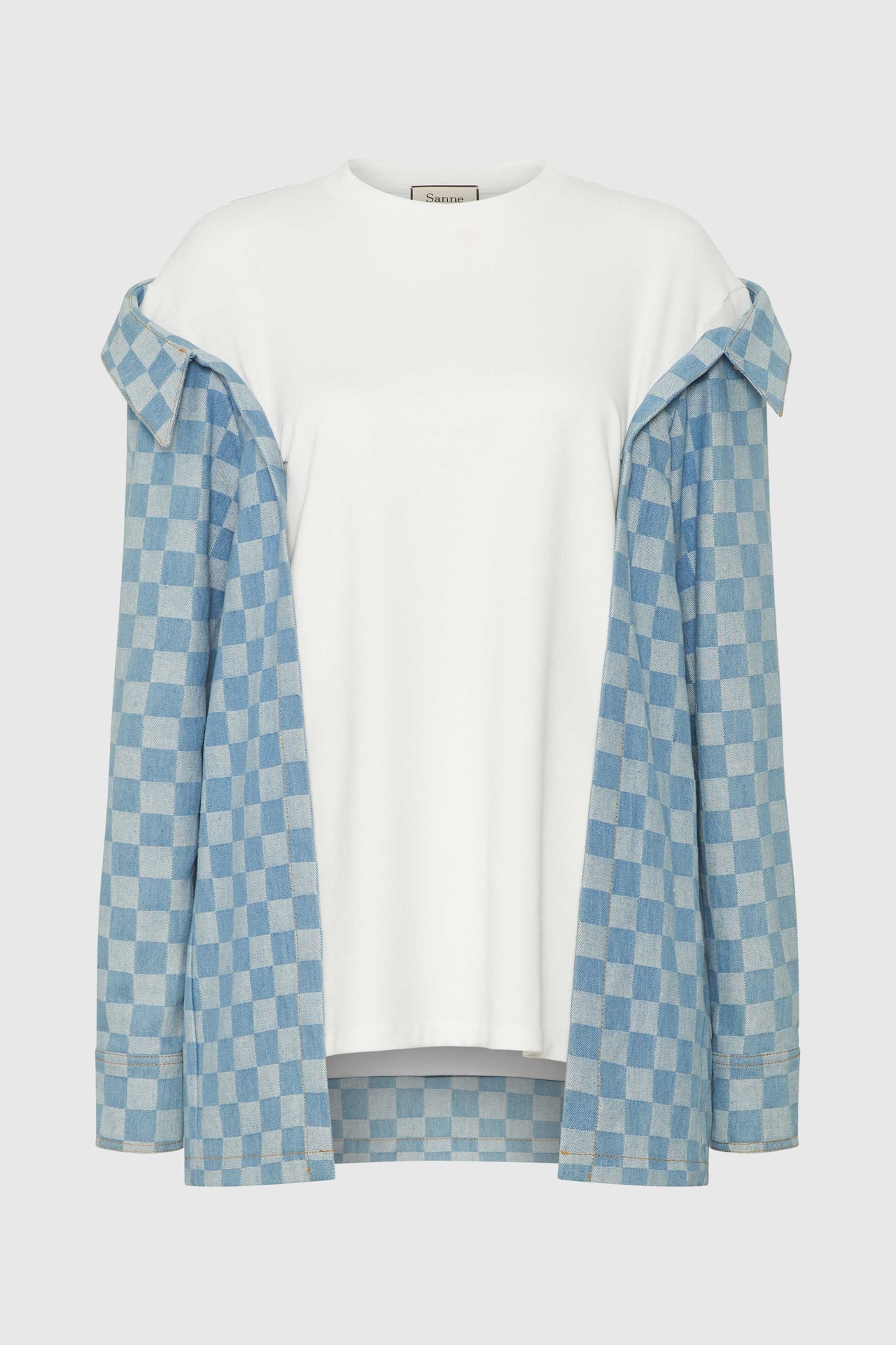 Checked Denim Sweatshirt (UK6)