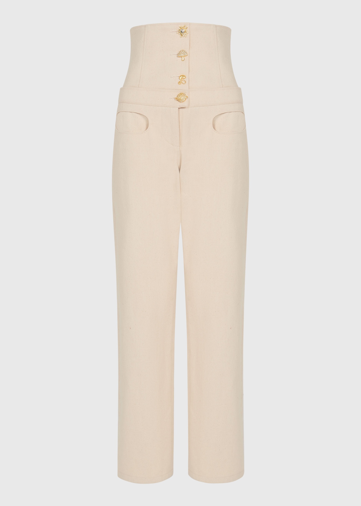 Ivory Pearl Corset Denim Trousers (UK6)